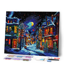 Cargar imagen en el visor de la galería, Diamond Painting - Media Luna Invernal 40x50cm con bastidor montado