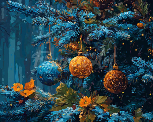 Diamond Painting - Abeto Azul y Bolas