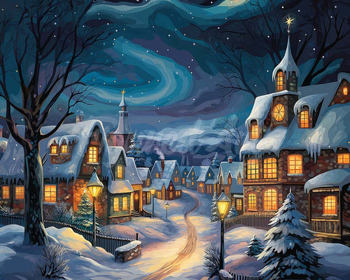 Diamond Painting - Pueblo Navideño Estrellado