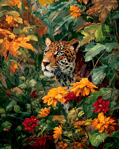 Diamond Painting - Leopardo en otoño