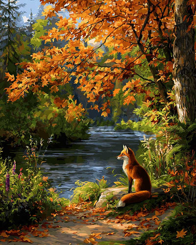 Diamond Painting - Zorro rojo junto al río