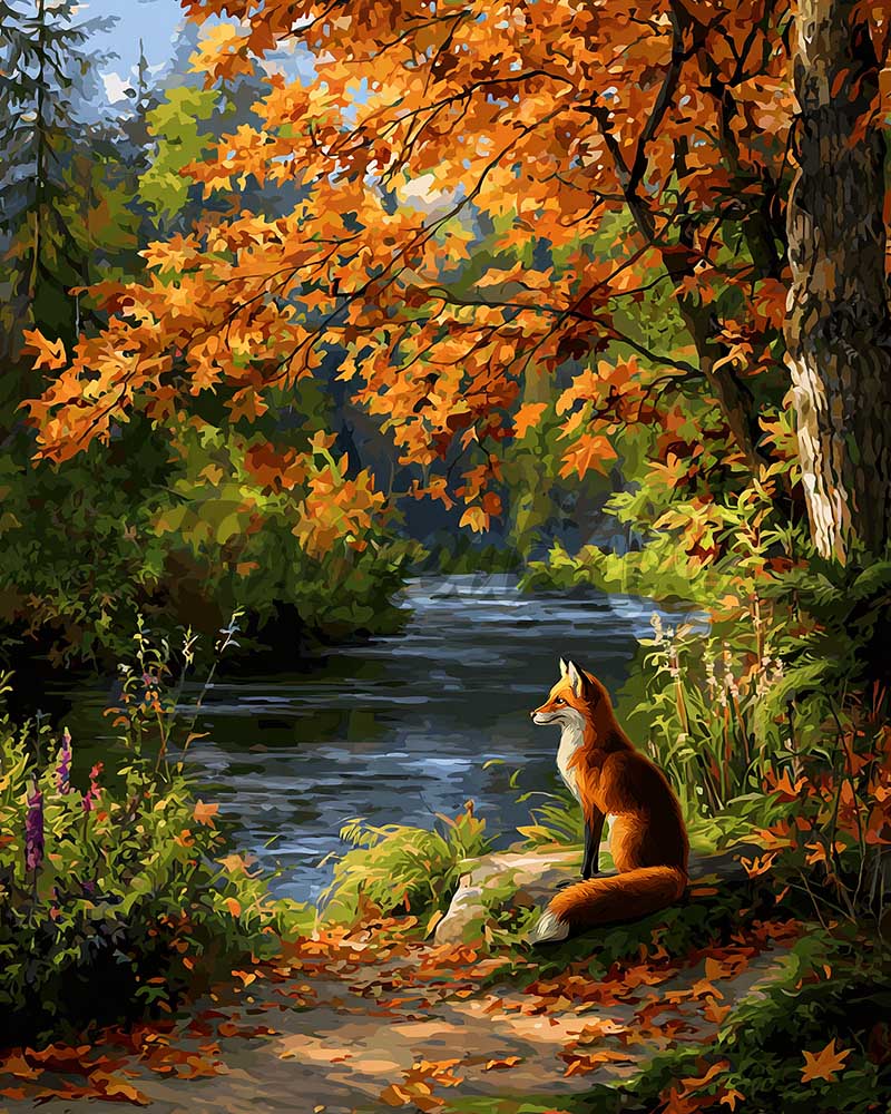 Diamond Painting - Zorro rojo junto al río