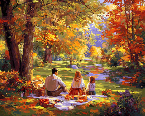 Diamond Painting - Picnic familiar de otoño