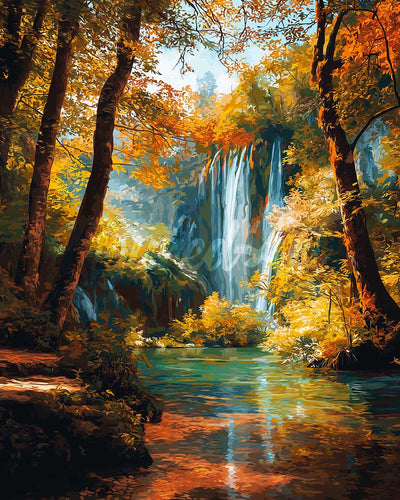 Diamond Painting - Cascada de otoño