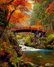 Cargar imagen en el visor de la galería, Diamond Painting - Puente rojo en Japón en otoño