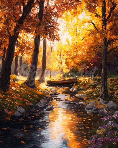 Diamond Painting - Arroyo dorado de otoño