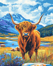 Cargar imagen en el visor de la galería, Diamond Painting - Highland Cow junto al lago