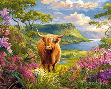 Cargar imagen en el visor de la galería, Diamond Painting - Highland Cow valle primaveral