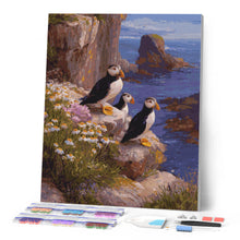 Cargar imagen en el visor de la galería, Diamond Painting - Frailecillo en acantilados al atardecer