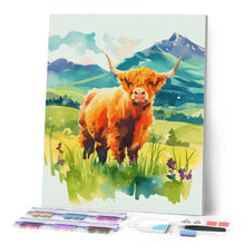 Cargar imagen en el visor de la galería, Diamond Painting - Highland Cow valle pastel