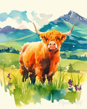 Cargar imagen en el visor de la galería, Diamond Painting - Highland Cow valle pastel