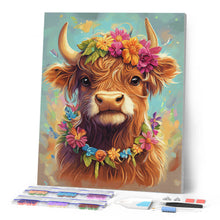 Cargar imagen en el visor de la galería, Diamond Painting - Highland Cow reina del jardín