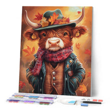Cargar imagen en el visor de la galería, Diamond Painting - Highland Cow estilo vintage