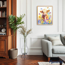 Cargar imagen en el visor de la galería, Diamond Painting - Highland Cow con mariposas