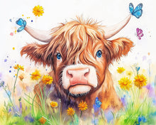 Cargar imagen en el visor de la galería, Diamond Painting - Retrato primaveral Highland Cow