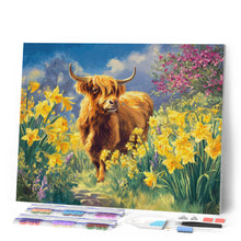 Cargar imagen en el visor de la galería, Diamond Painting - Highland Cow y narcisos