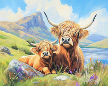 Cargar imagen en el visor de la galería, Diamond Painting - Highland Cow con ternero