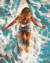 Cargar imagen en el visor de la galería, Diamond Painting - Mujer en océano iluminado por el sol