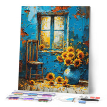 Cargar imagen en el visor de la galería, Diamond Painting - Girasoles en ventana azul