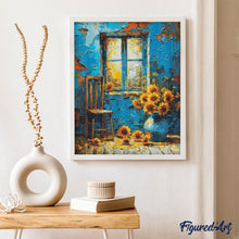 Cargar imagen en el visor de la galería, Diamond Painting - Girasoles en ventana azul