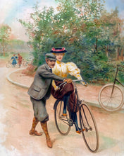 Cargar imagen en el visor de la galería, Diamond Painting - Pintura vintage de lección de bicicleta romántica