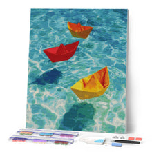 Cargar imagen en el visor de la galería, Diamond Painting - Barcos de origami sobre azul