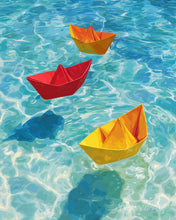 Cargar imagen en el visor de la galería, Diamond Painting - Barcos de origami sobre azul