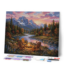 Cargar imagen en el visor de la galería, Diamond Painting - Resplandor de fogata junto al río