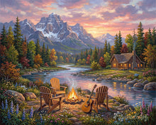 Cargar imagen en el visor de la galería, Diamond Painting - Resplandor de fogata junto al río