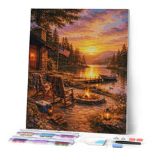 Cargar imagen en el visor de la galería, Diamond Painting - Hora dorada junto al lago