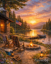 Cargar imagen en el visor de la galería, Diamond Painting - Hora dorada junto al lago