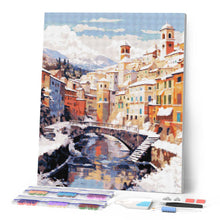 Cargar imagen en el visor de la galería, Diamond Painting - Pueblo invernal junto al río