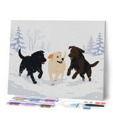 Cargar imagen en el visor de la galería, Diamond Painting - Perros jugando en invierno