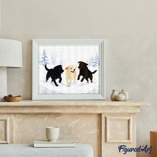Cargar imagen en el visor de la galería, Diamond Painting - Perros jugando en invierno
