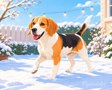 Cargar imagen en el visor de la galería, Diamond Painting - Beagle en la nieve