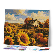 Cargar imagen en el visor de la galería, Diamond Painting - Campo de Girasoles y Granja Blanca