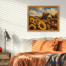 Cargar imagen en el visor de la galería, Diamond Painting - Campo de Girasoles y Granja Blanca
