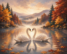 Cargar imagen en el visor de la galería, Diamond Painting - Cisnes en el Lago Brumoso