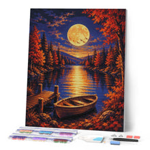 Cargar imagen en el visor de la galería, Diamond Painting - Harvest Moon sobre el Lago