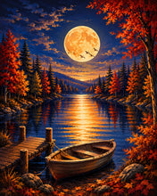 Cargar imagen en el visor de la galería, Diamond Painting - Harvest Moon sobre el Lago