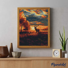 Cargar imagen en el visor de la galería, Diamond Painting - Ciervo Majestuoso al Atardecer de Otoño