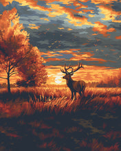 Cargar imagen en el visor de la galería, Diamond Painting - Ciervo Majestuoso al Atardecer de Otoño