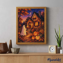 Cargar imagen en el visor de la galería, Diamond Painting - Fantasma amigable en una casa de calabazas