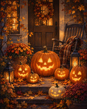 Cargar imagen en el visor de la galería, Diamond Painting - Calabaza de Halloween iluminada en el porche