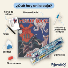 Cargar imagen en el visor de la galería, Diamond Painting - Cartel Moulin Rouge - Music Hall 40x50cm con bastidor montado