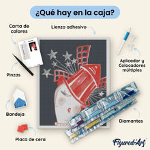 Cargar imagen en el visor de la galería, Diamond Painting - Cartel Moulin Rouge - París bajo las estrellas 40x50cm con bastidor montado