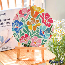 Cargar imagen en el visor de la galería, Diamond Painting en Disco de Madera - Patrón floral colorido