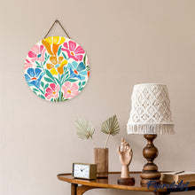 Cargar imagen en el visor de la galería, Diamond Painting en Disco de Madera - Patrón floral colorido