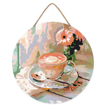 Cargar imagen en el visor de la galería, Diamond Painting en Disco de Madera - Café de la mañana