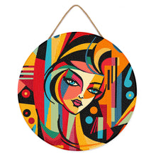 Cargar imagen en el visor de la galería, Diamond Painting en Disco de Madera - Mujer Abstracta al Estilo Picasso